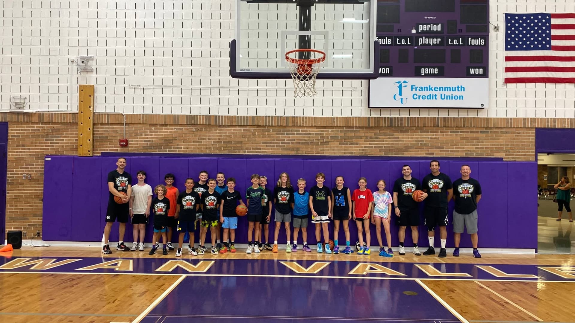 Boys and girls at a Legends summer basketball camp